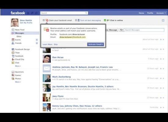 facebook email. Facebook Unveils Email Addresses, New Messaging Features