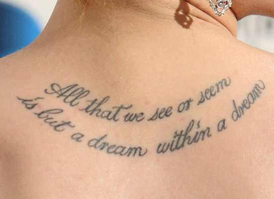 back tattoo quotes. The tattoo between Evan Rachel