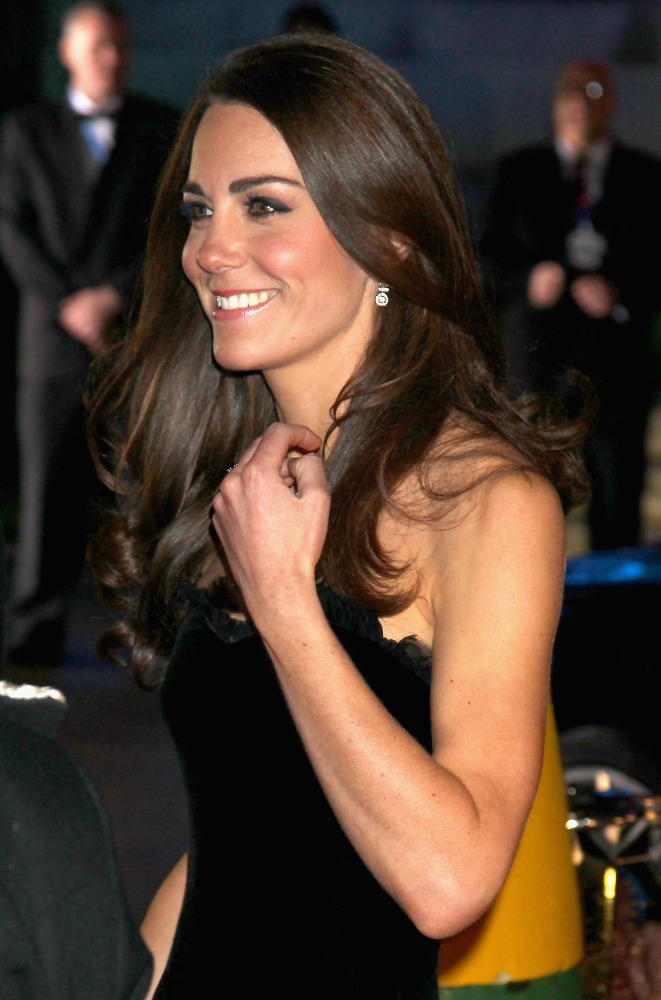 Kate Middleton The Duchess Of Cambridge Dons Strapless Black Velvet