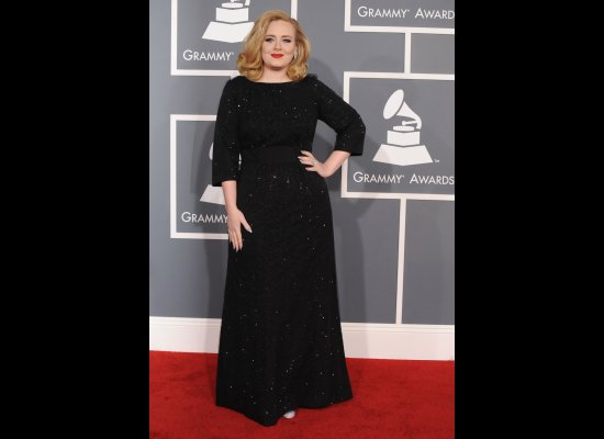 Adele in Giorgio Armani gown at the Grammy Awards 2012