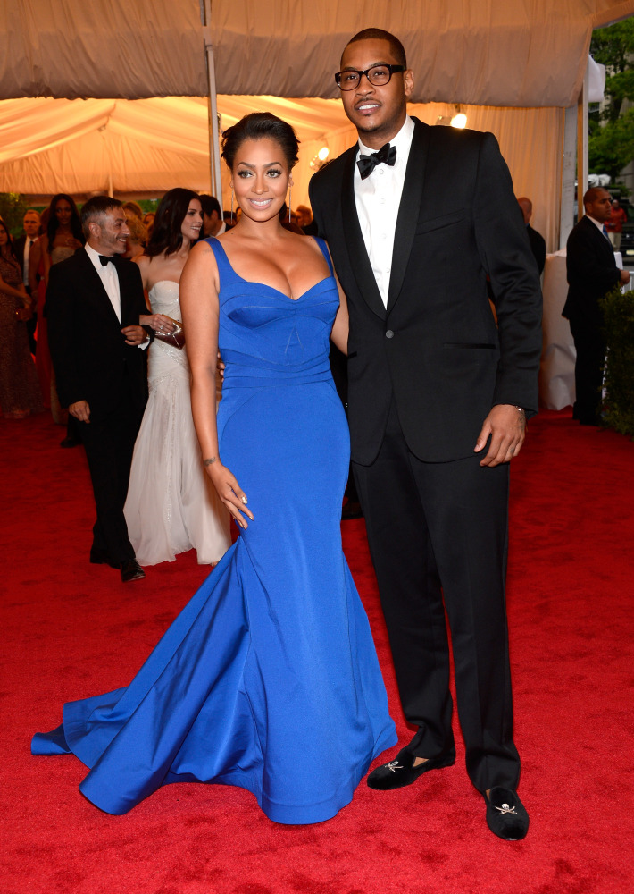 LaLa Anthony in Zac Posen and Carmelo Anthony