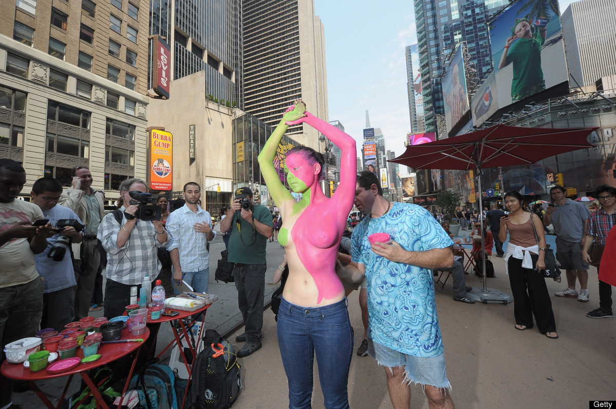 Zoe West Naked Model In Times Square Planning To Su