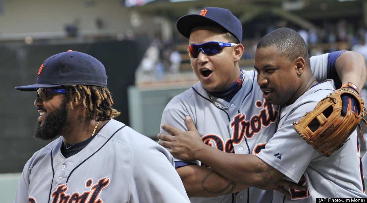 Detroit Tigers Players Meet Bengal Tiger Cub Rocky Before Game Against