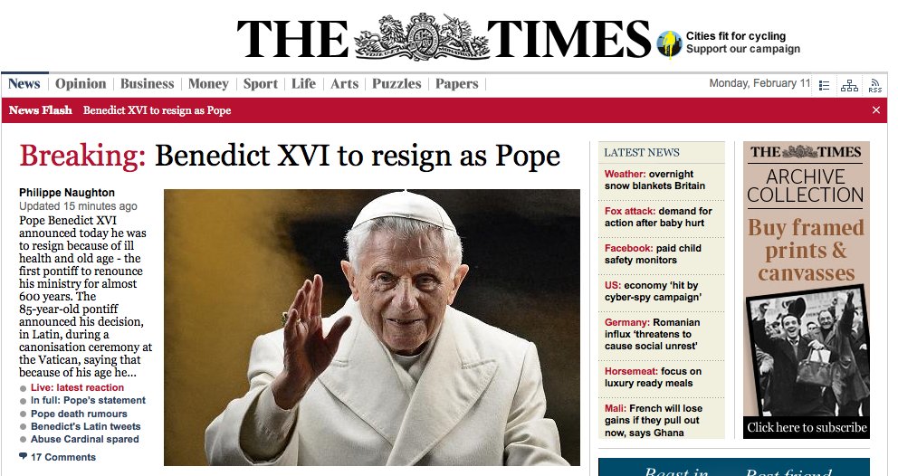 El papa Benedicto XVI ha anunciado este lunes su renuncia,.En 30 días habrá nuevo Papa. Slide_280035_2090124_free