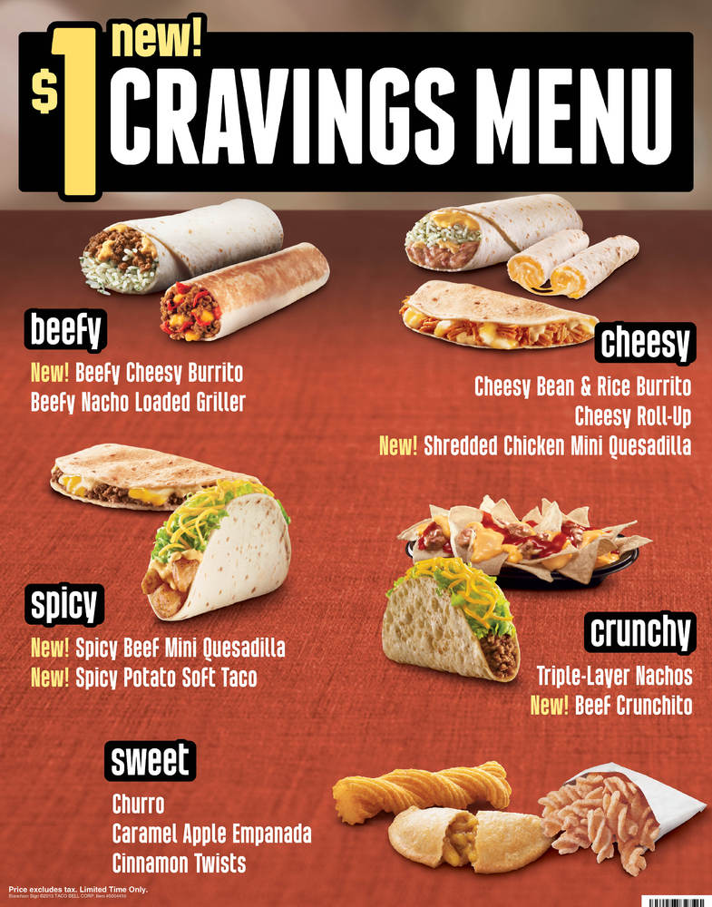 The Coupon Virgin Taco Bell is Introducing a New '1.00 Cravings' Menu