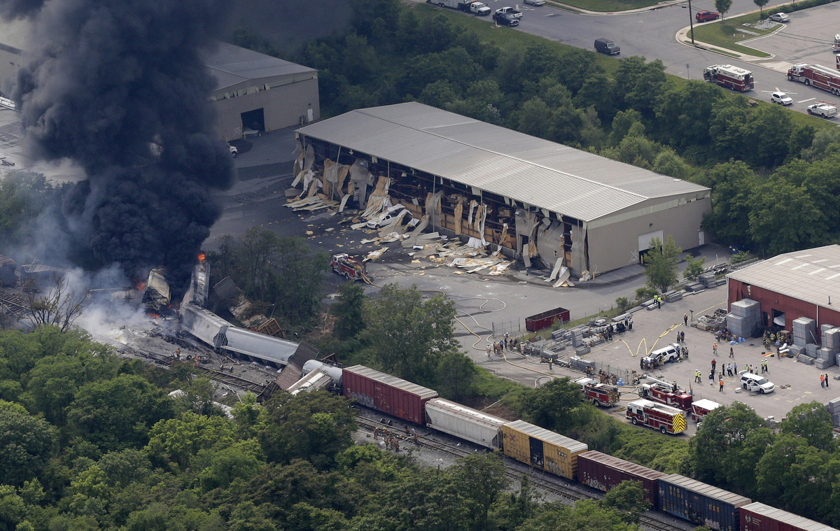 Baltimore Explosion Train Derailment Reportedly Causes Fire (PHOTO