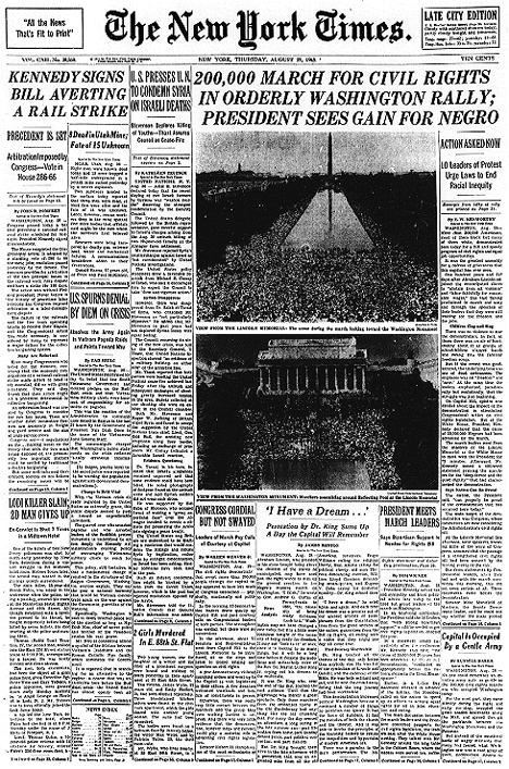 March On Washington Front Pages How Newspapers Covered Mlks I Have A Dream Speech Photos 6111