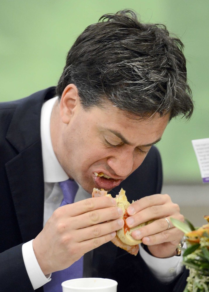 Ed Miliband Looks Weird Eating A Bacon Sandwich (PICTURES)