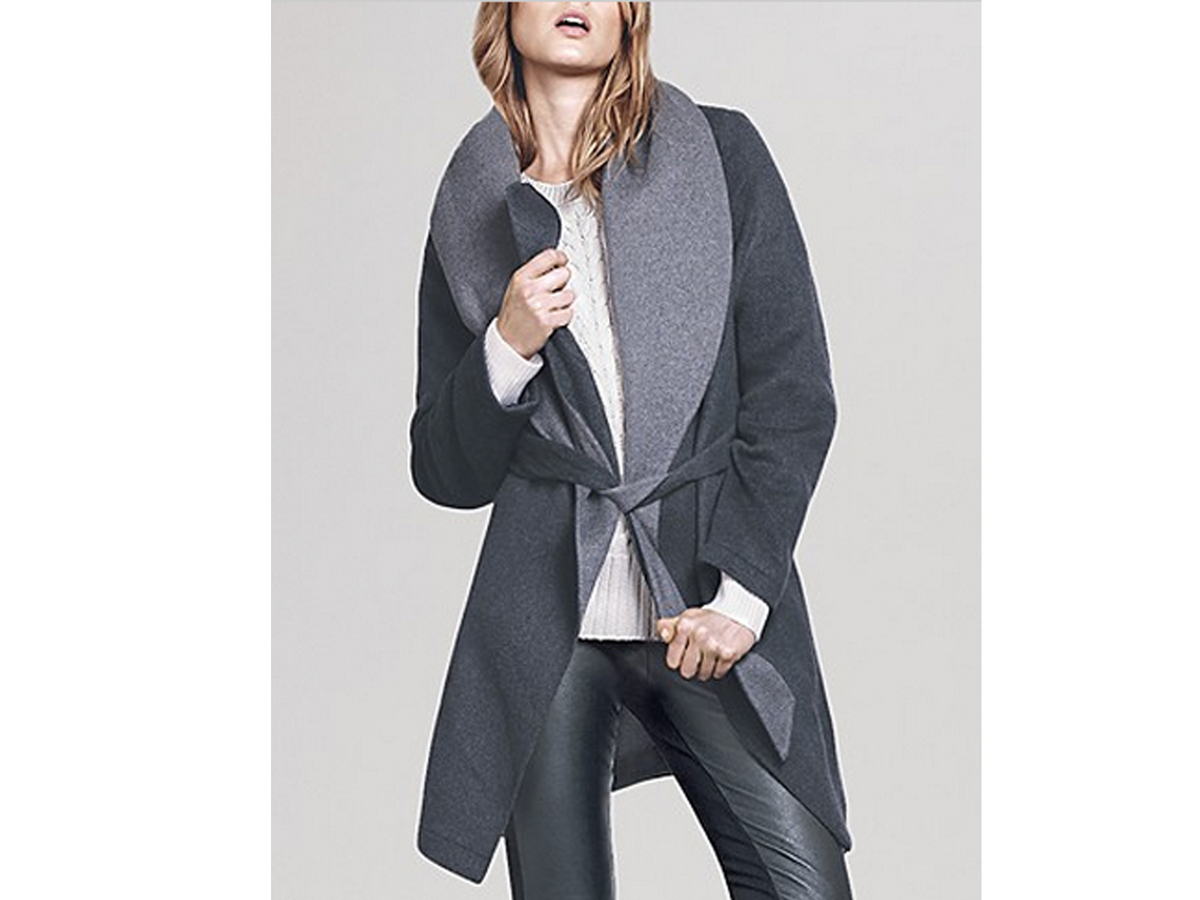 Menchi For Intermix Leather Trim Belted Wrap Coat In Natural Lyst Top 10 Sewing Patterns For Stylish Winter Coat