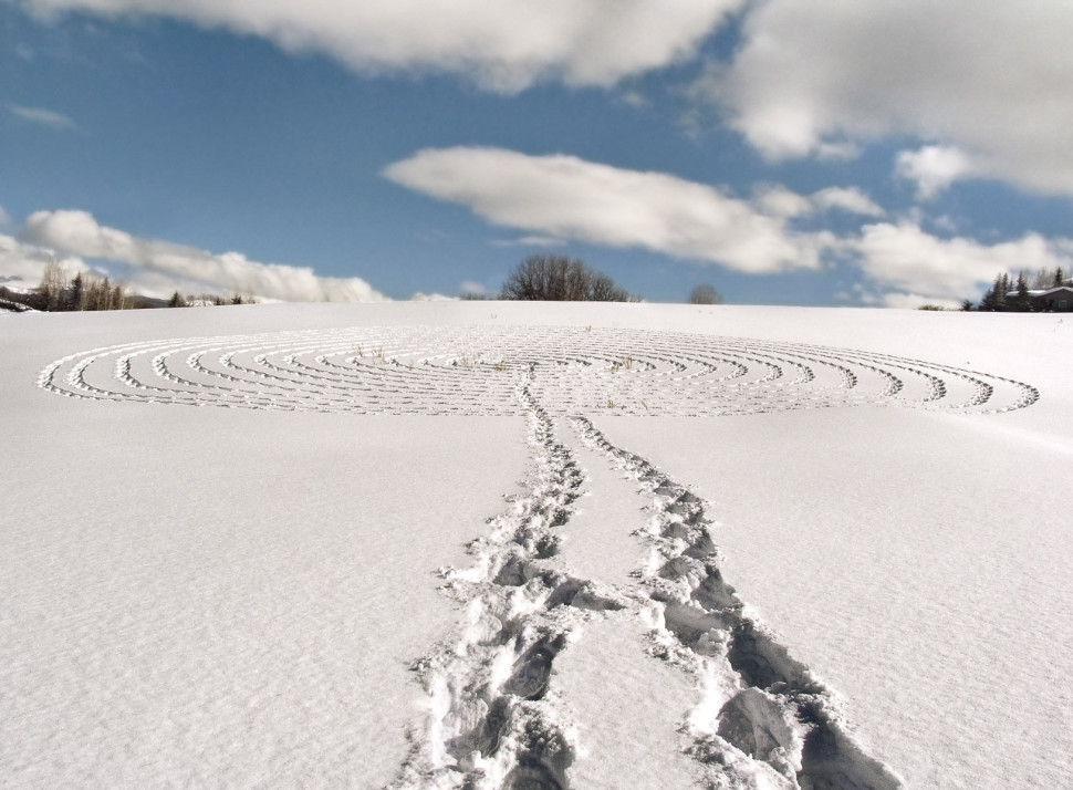 Artist Walks For Hours In Snowshoes To Create Sublime Snow Drawings