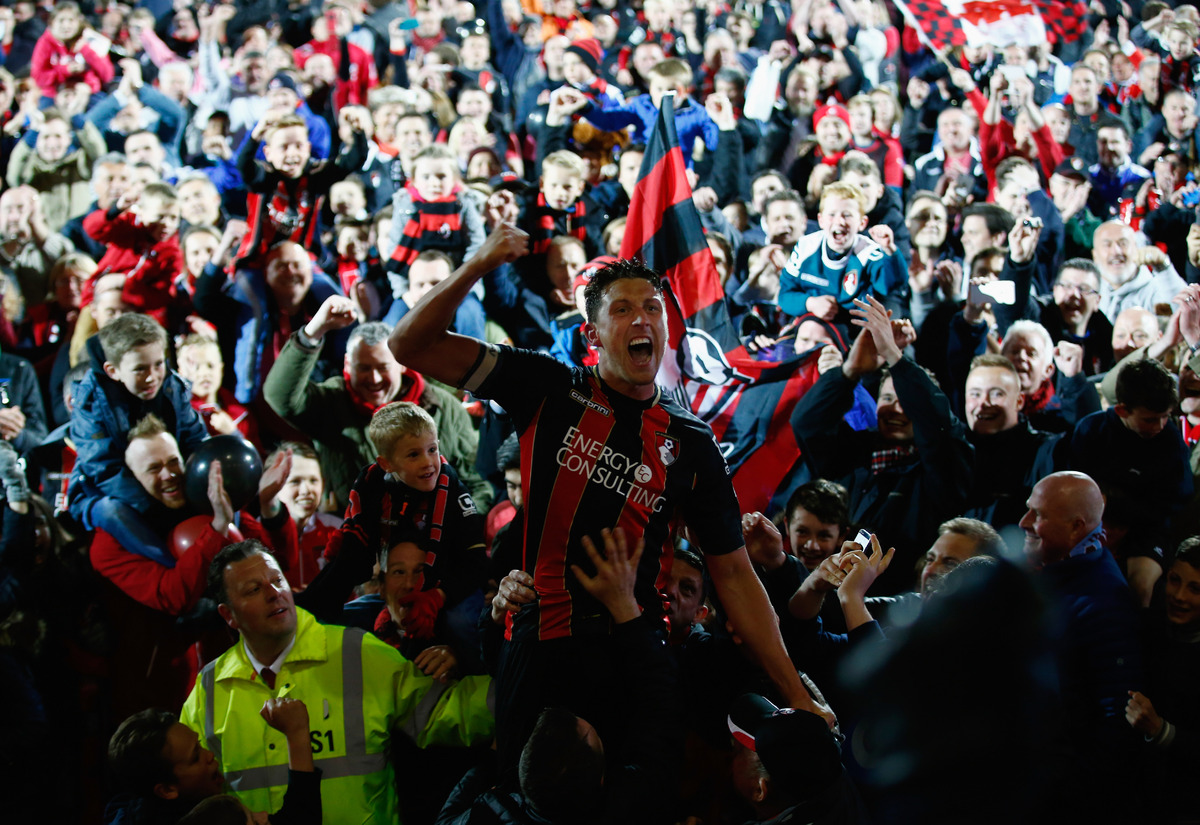 Bournemouth Fans Celebrate Promotion To The Premier League With