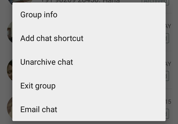 shortcut to a chat or group to your home screen 