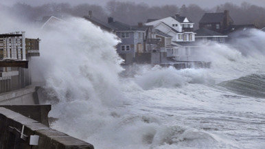 Waves hit Massachusettes coast