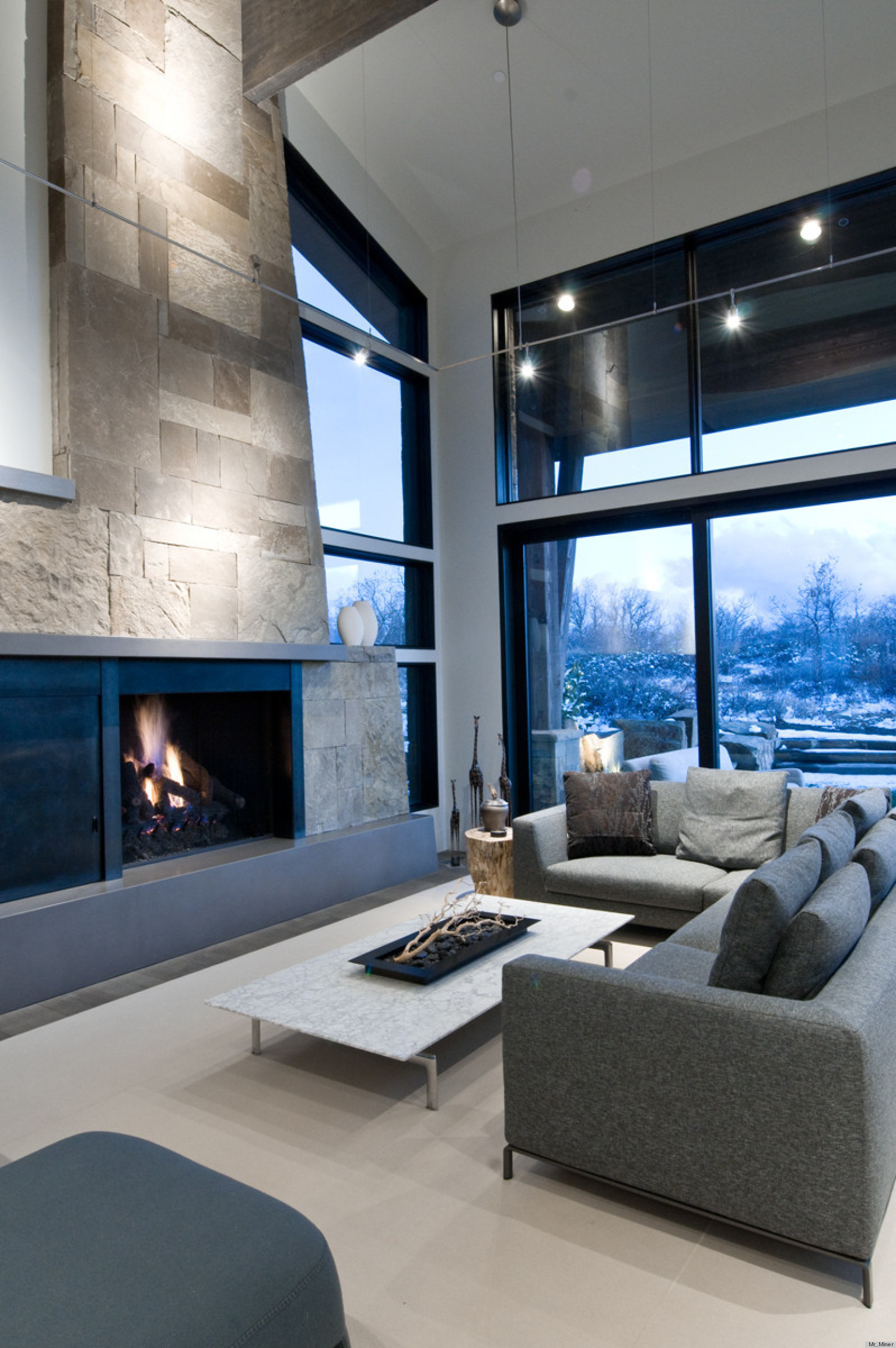 mountain modern fireplace interior contemporary
