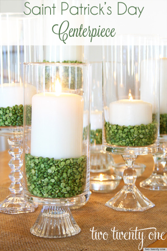 St. Patricks Day Ideas: Make A Candle Centerpiece With Green ...