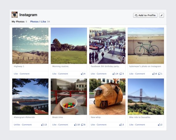 timeline facebook instragram