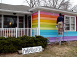 Aaron Jackson's Rainbow home in Topeka KS, right across the street from gay-hating Westboro Baptist Church.