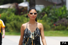 Nicole Scherzinger Shows Off Grand Prix Glamour In Printed Maxi