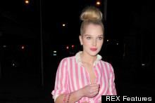 Helen Flanagan Wears Plunging Stripy Topshop Dress, Looks Like Stick Of Rock