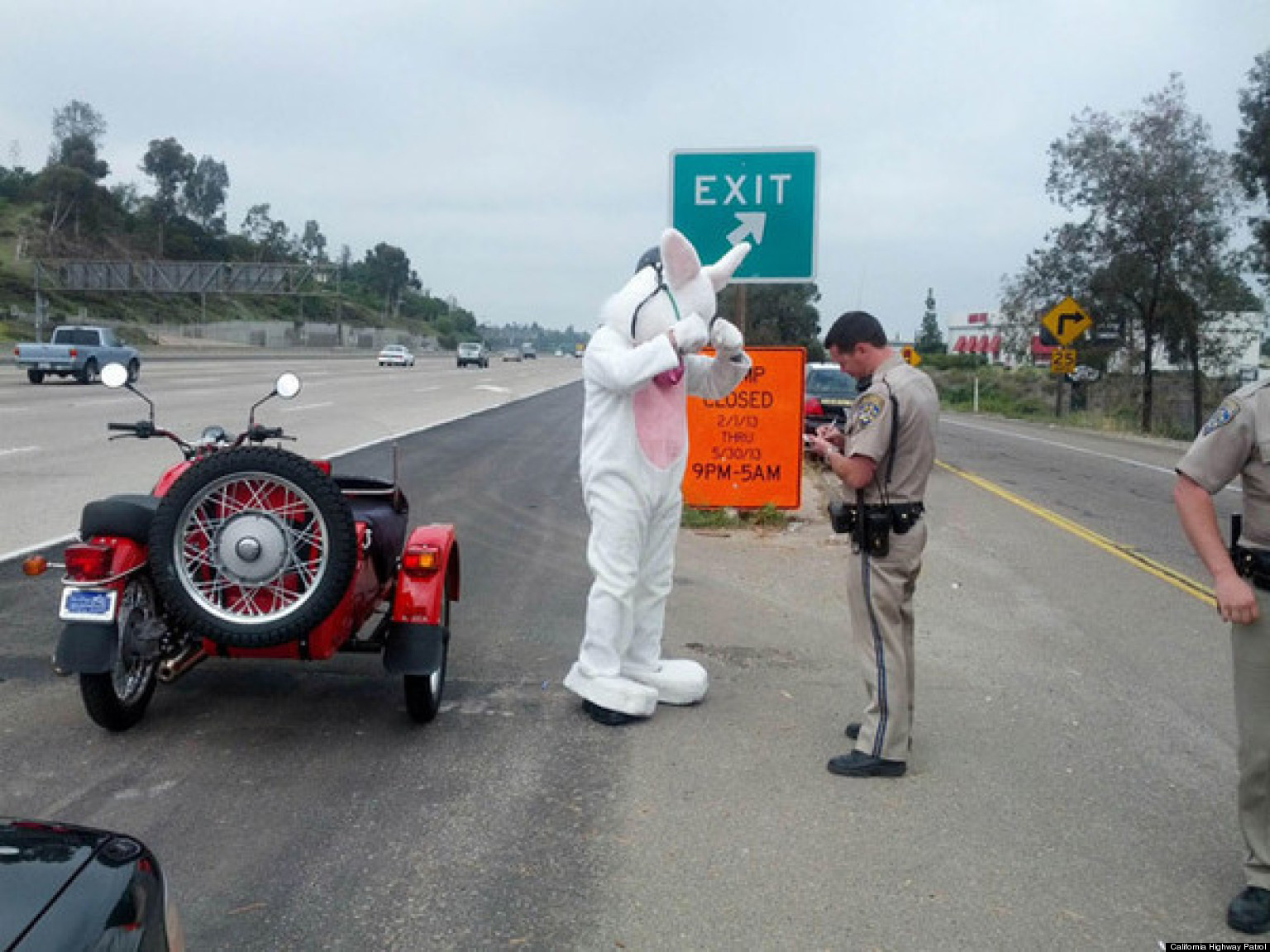 Motorcycling Easter Bunny Pulled Over