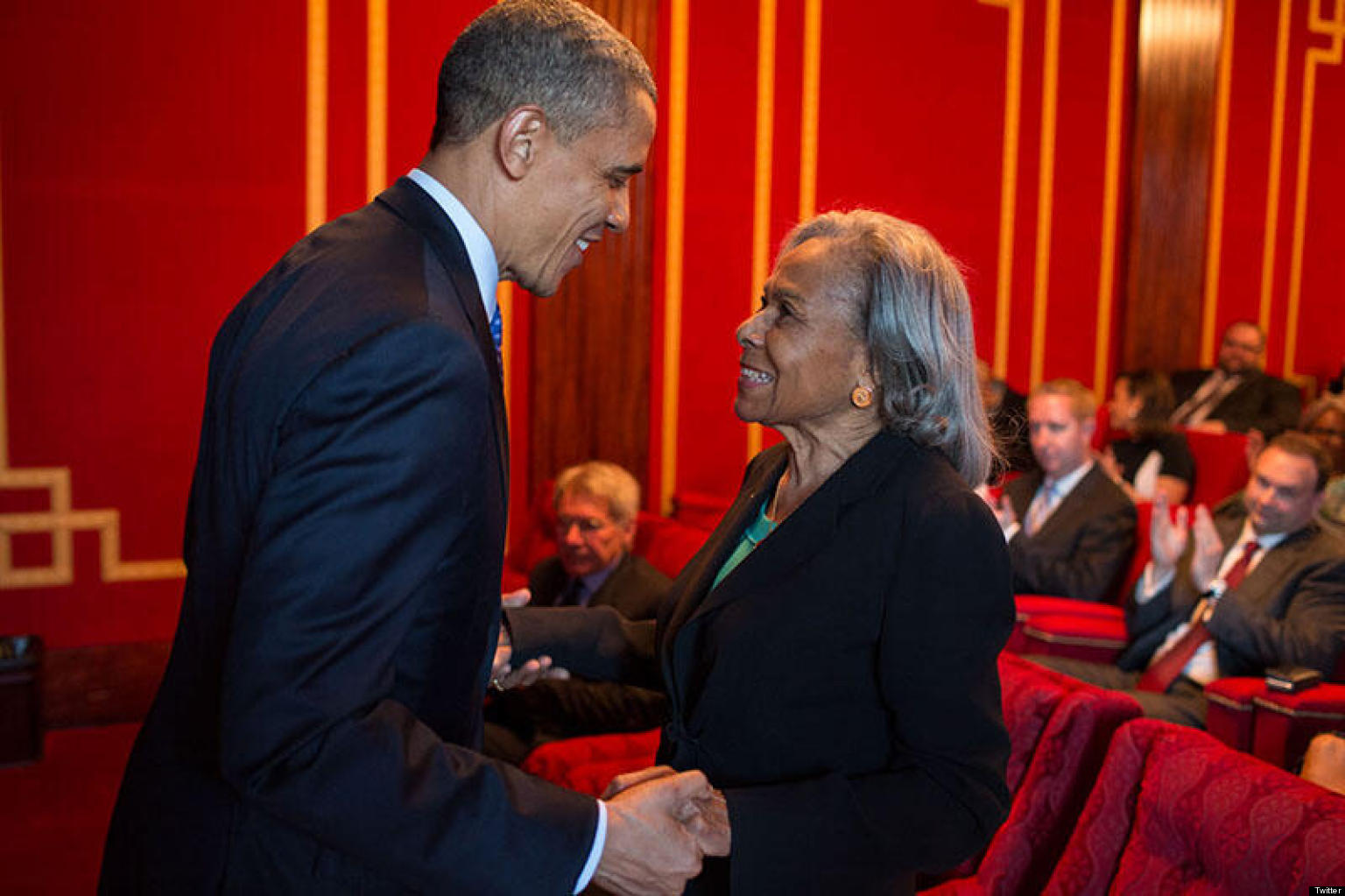 Barack Obama, Jackie Robinson's Widow, Rachel Robinson At Screening Of