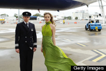 Green Dream! Georgia May Jagger Wears Amazing Gown To Sit On, Er, Plane