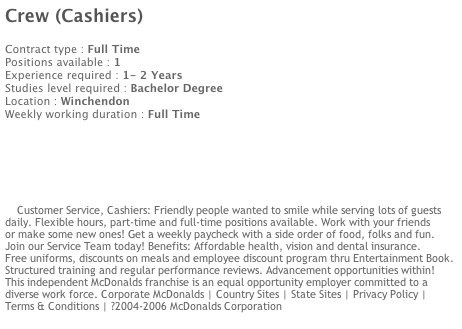 McDonald's Job Ad Requires Potential Cashiers Have A College Degree ...