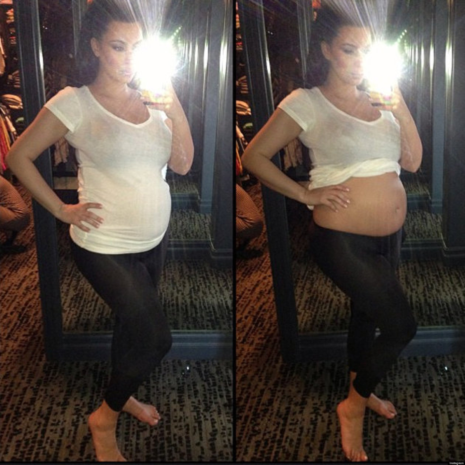 Kim Kardashian Shows Bare Baby Bump For The First Time (PHOTO)