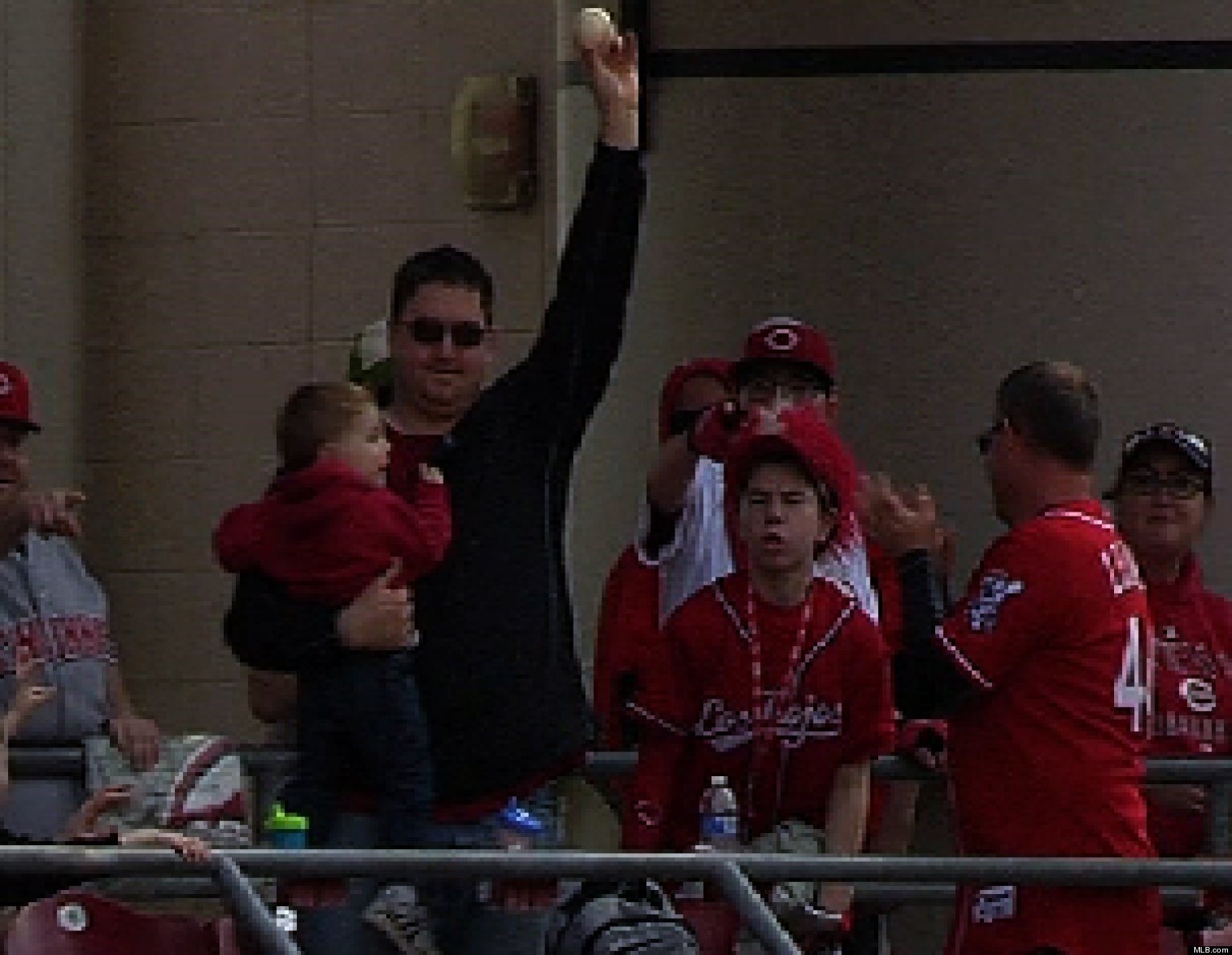 Dad Catches Home Run Ball While Holding Baby At Nationals vs Reds Game