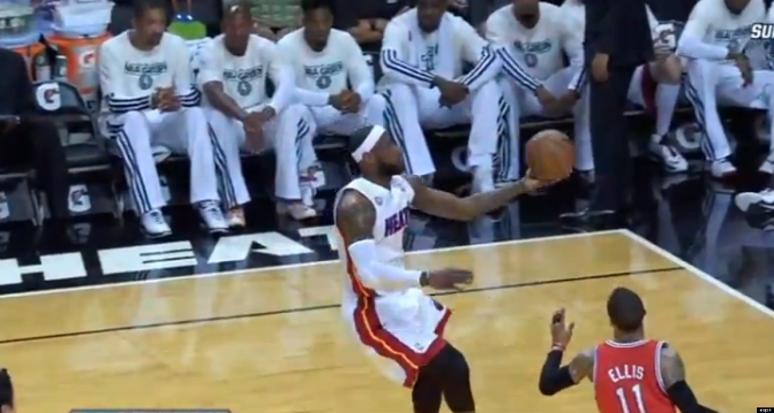 LeBron James Self AlleyOop Dunk Heat Star Throws Pass Off The