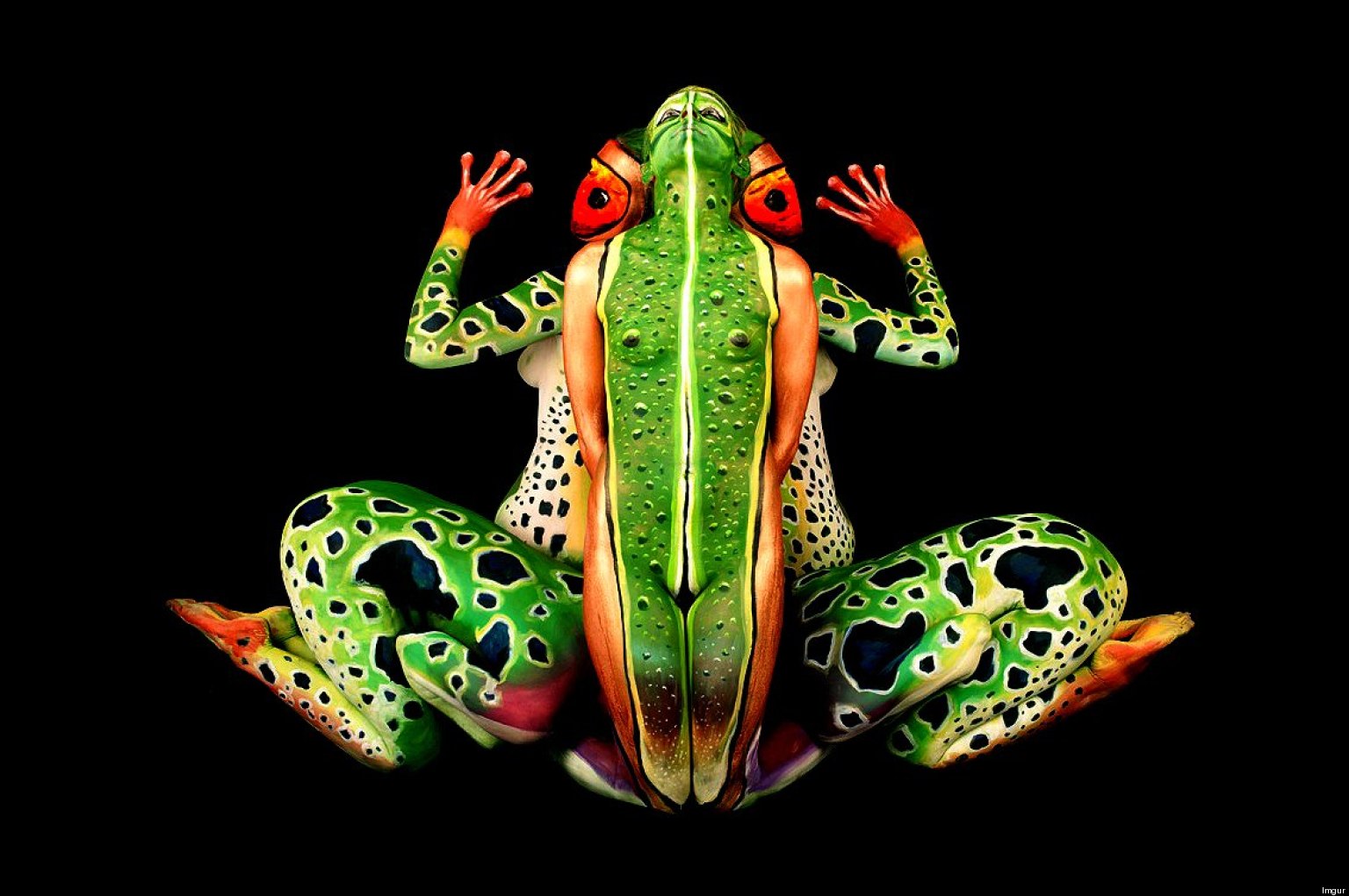 Body Paint Illusion Five Models Pose As A Tropical Frog Nsfw Photo Huffpost