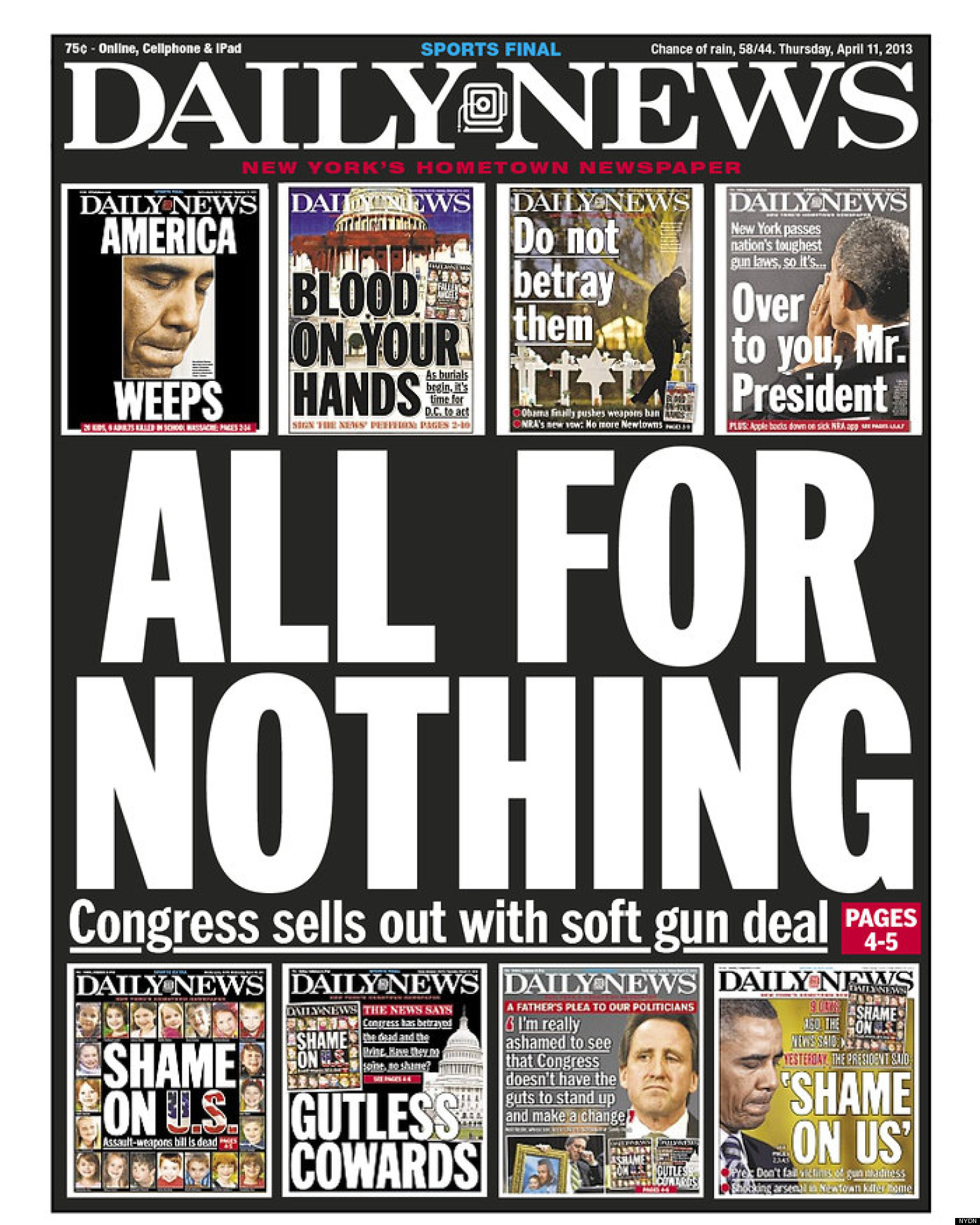 Newspaper articles on gun control