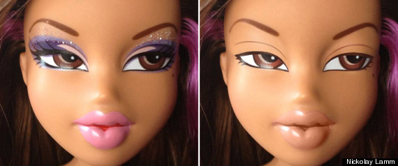 Dolls Without Make-Up: Barbie, Bratz And Cinderella Challenge Girls