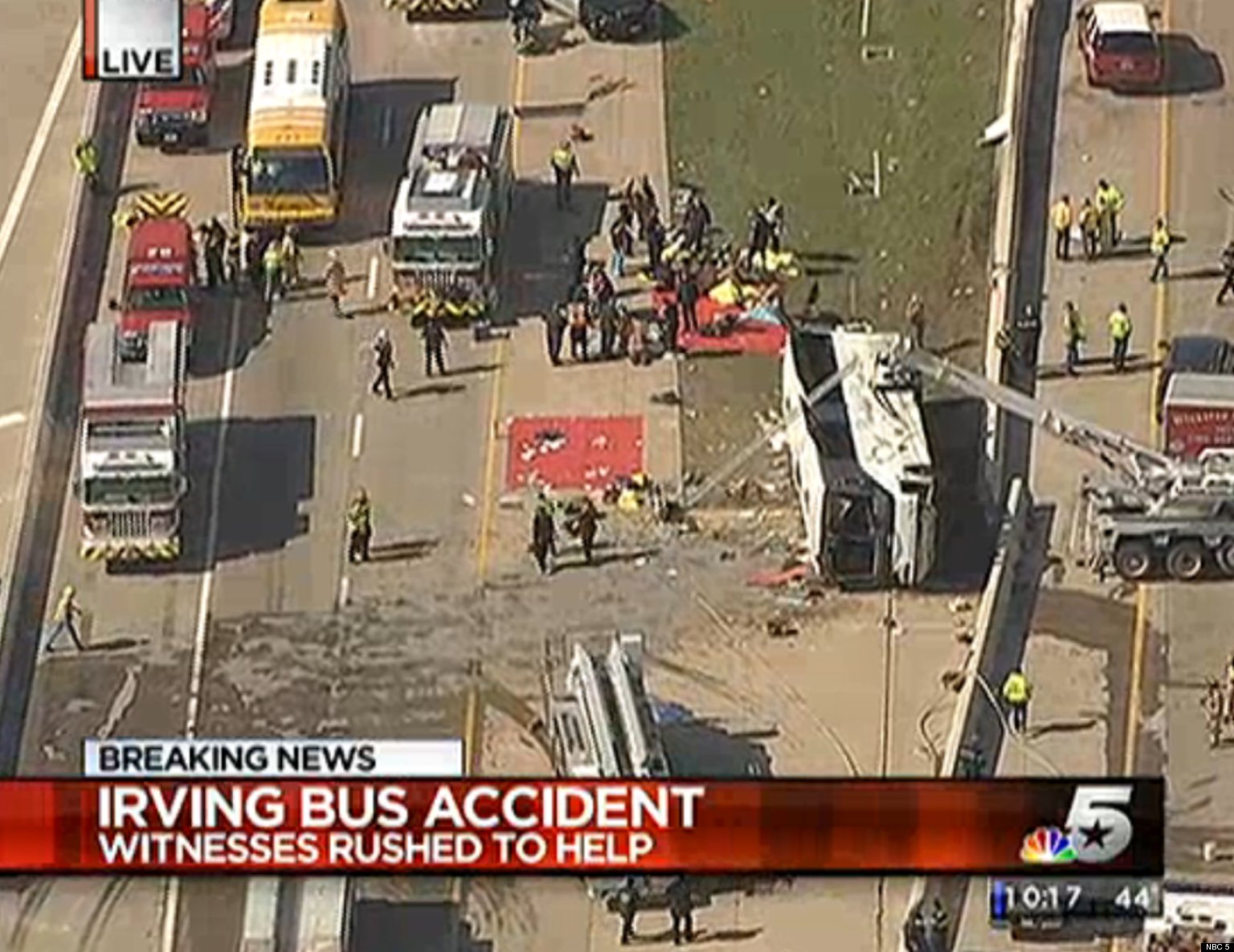 Irving Bus Crash Overturned Vehicle In Texas Shuts Down Stretch Of