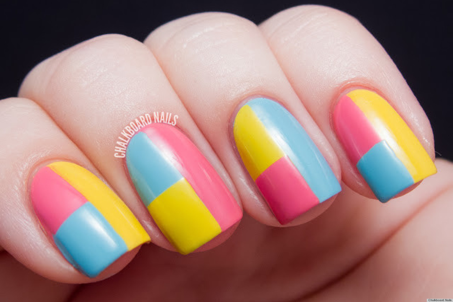 DIY Nail Art: A Colorblock Manicure With Mod Appeal ...