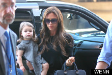 On The Wedge: Victoria Beckham Does Towering Platforms And Mini Skirt At LAX
