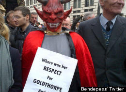 Boos & Chants Of 'Scum' As Margaret Thatcher's Funeral Procession Passes Through Ludgate Circus