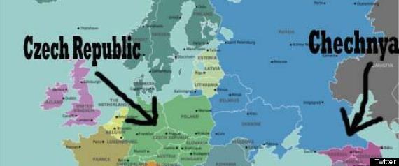 map of czech and chechnya