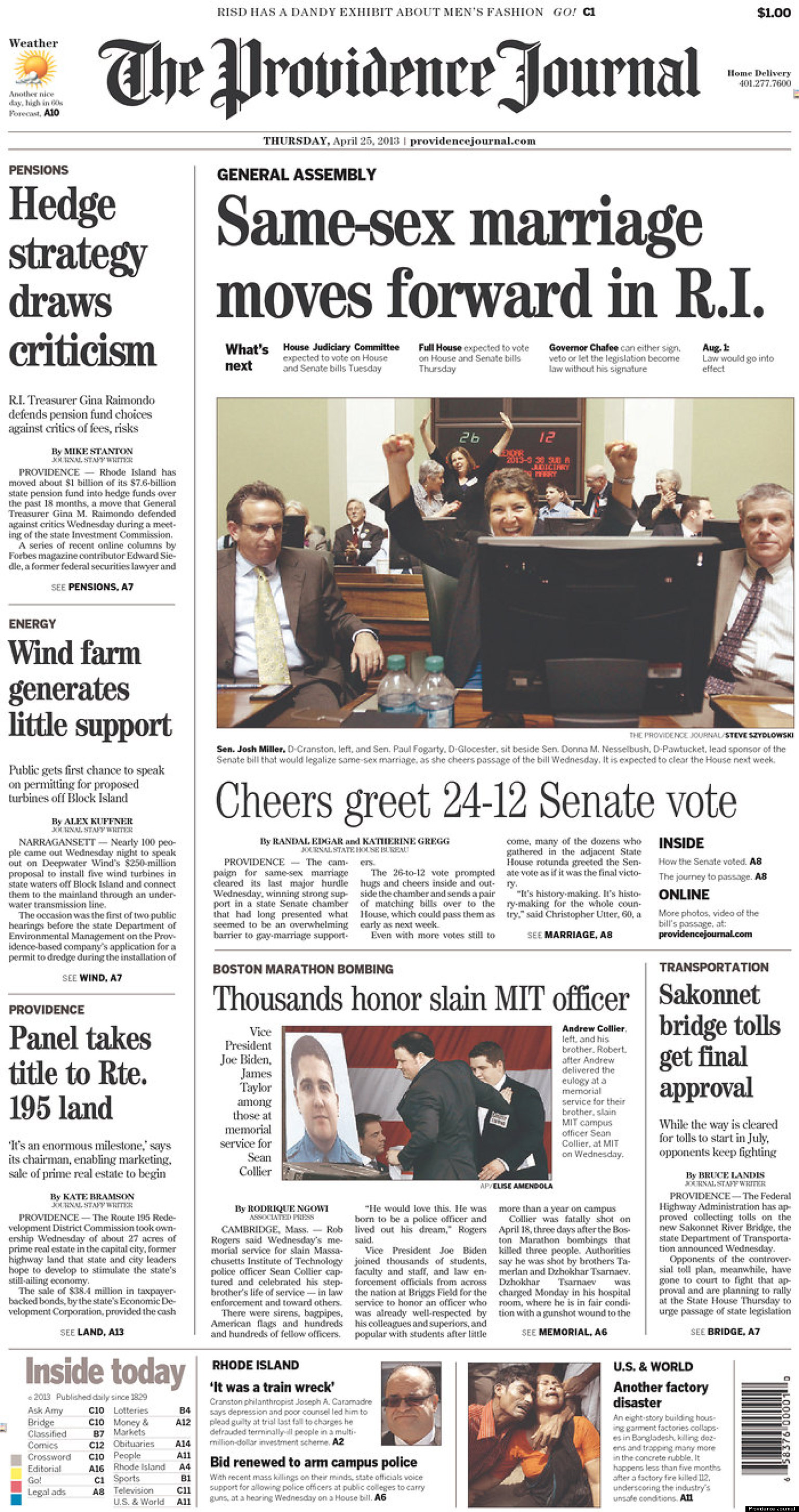 Providence Journal's Headline Gets Senate Vote On Gay Marriage Wrong