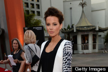 Suits You? Kate Beckinsale Does Monochrome Geometric-Print Two-Piece