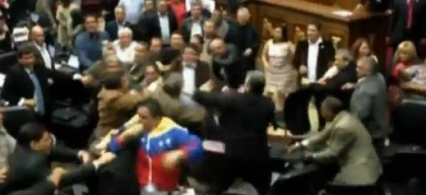 WATCH: Venezuela Lawmakers Fight On Congress Floor