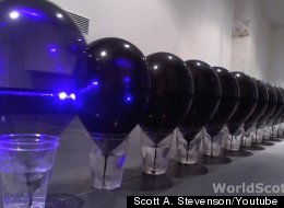 WATCH: Blue Laser Pops 100 Black Balloons Domino-Style