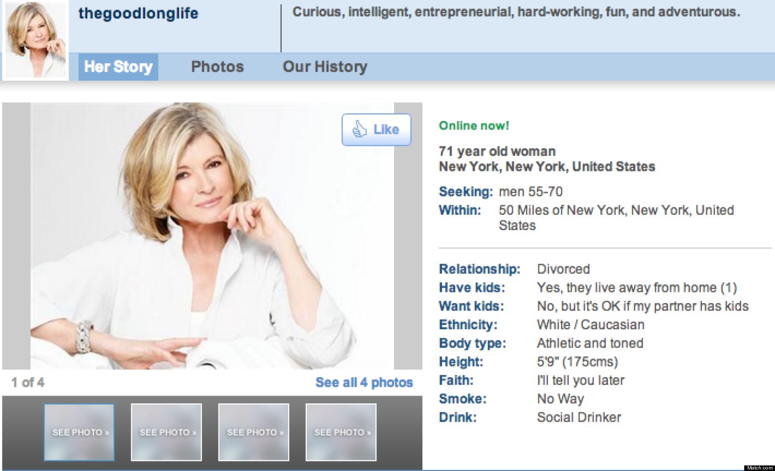 Beispiele für weibliche profile für online-dating über 50