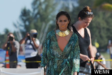 JLo Shows Off Gorgeous Green Beachwear As She Shoots Commercial In Florida