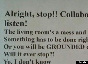 Mom's Vanilla Ice Style Note-Clean the House or Else!