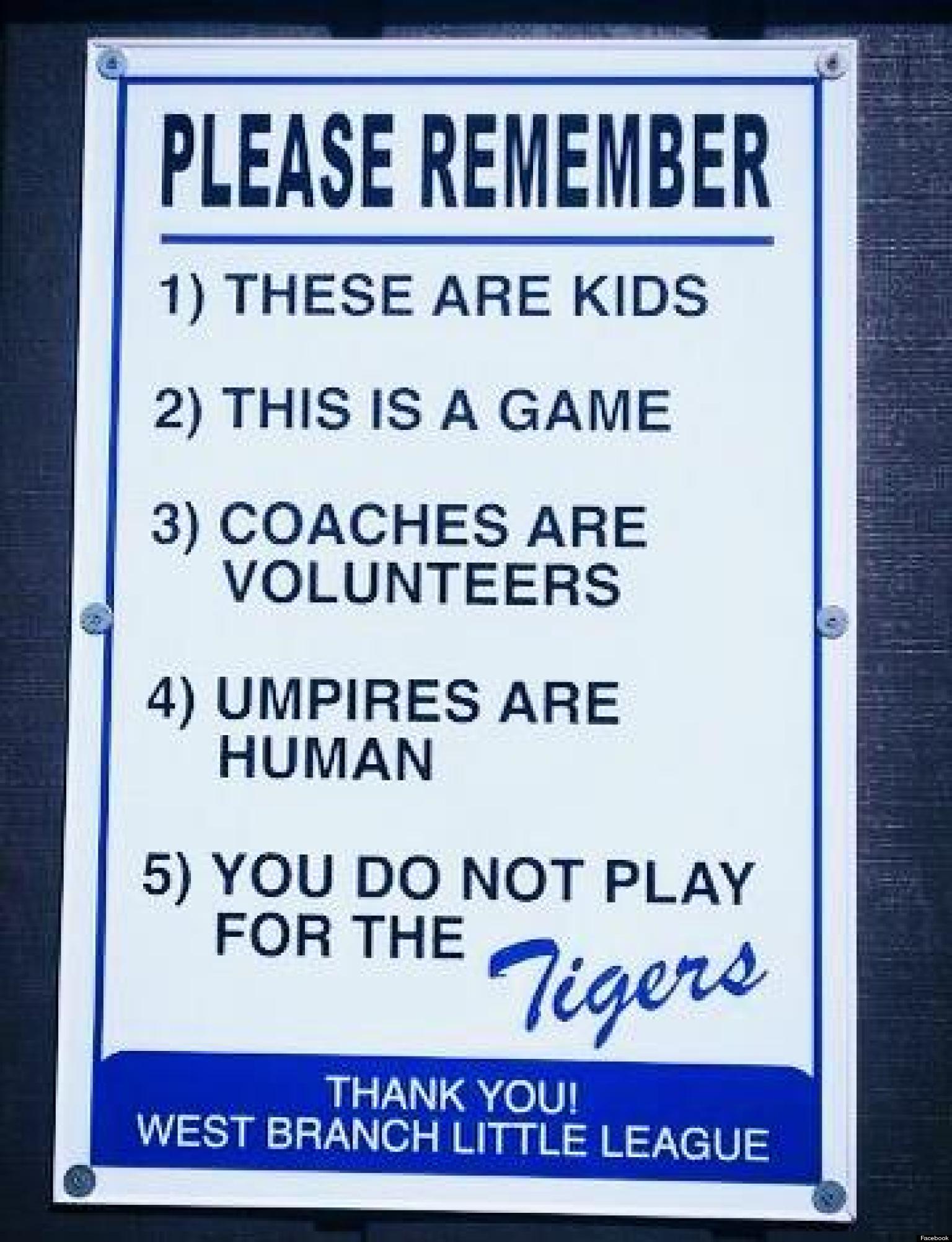 Little League Baseball Sign In West Branch, Mich. Advises Parents That