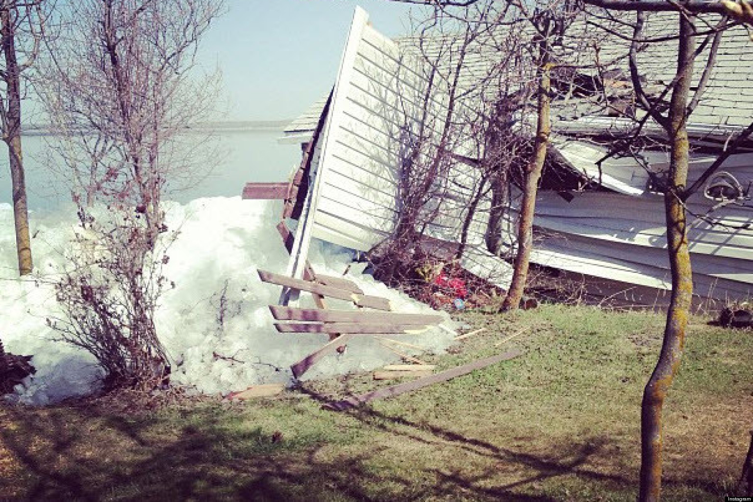 Alberta Beach Ice Strong Winds Force Floes Into Homes And Garages On