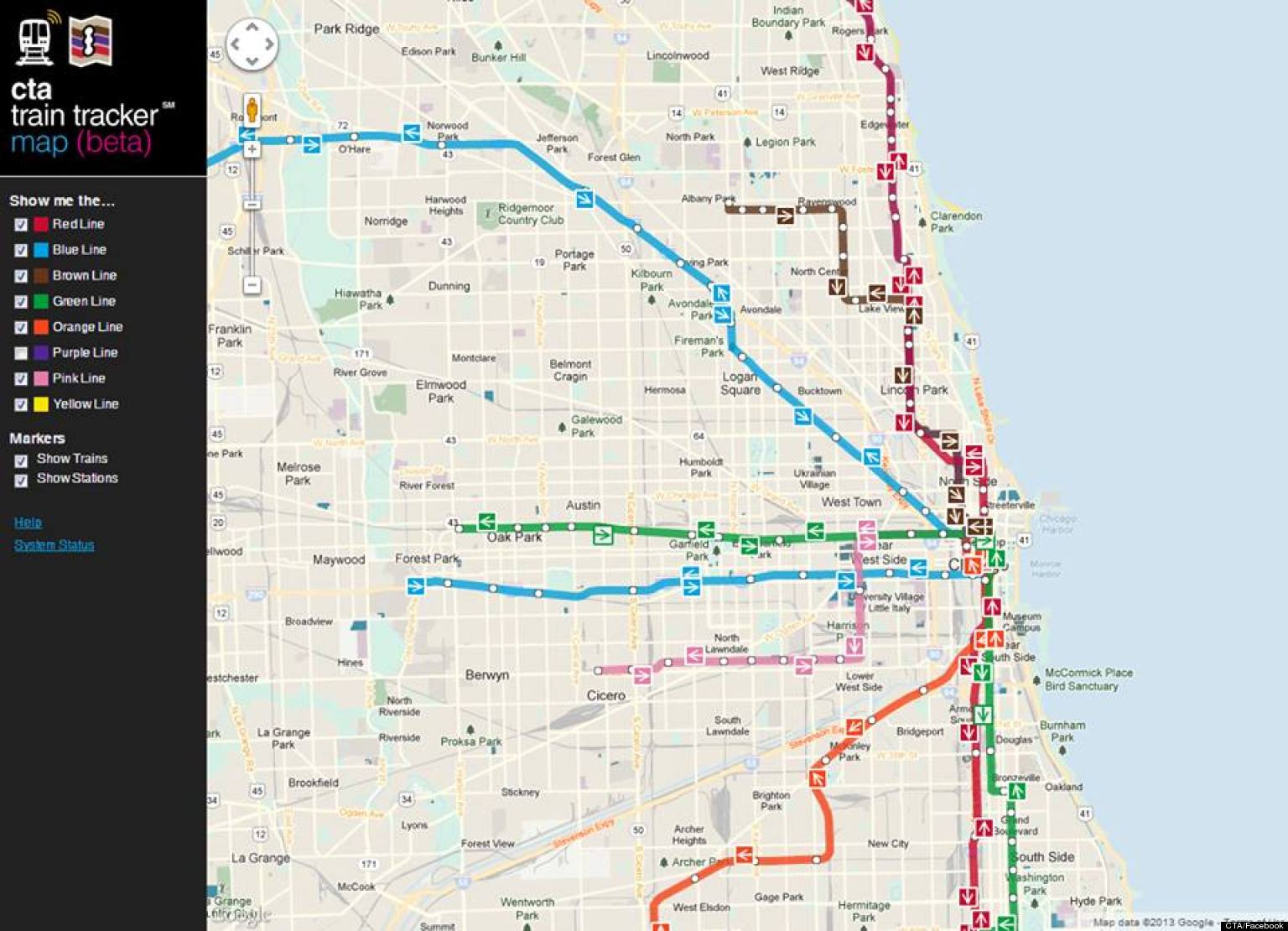 cta train tracker chicago map route app