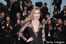 Cara Delevingne Smoulders On The Gatsby Red Carpet In Black Lace Burberry Gown