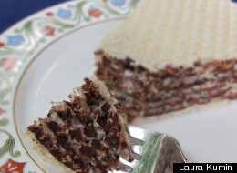 Russian Wafer Cake or Oblatne with Chocolate-Nut Filling